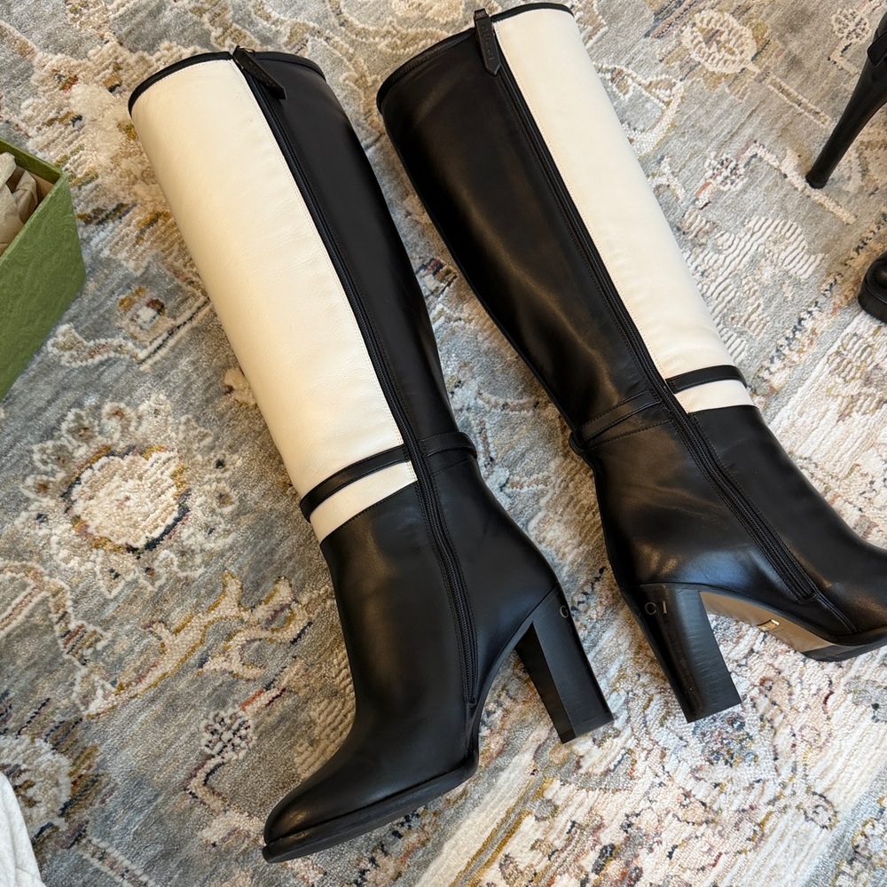 Gucci Black and White Heeled Boots - Picture 5 of 7